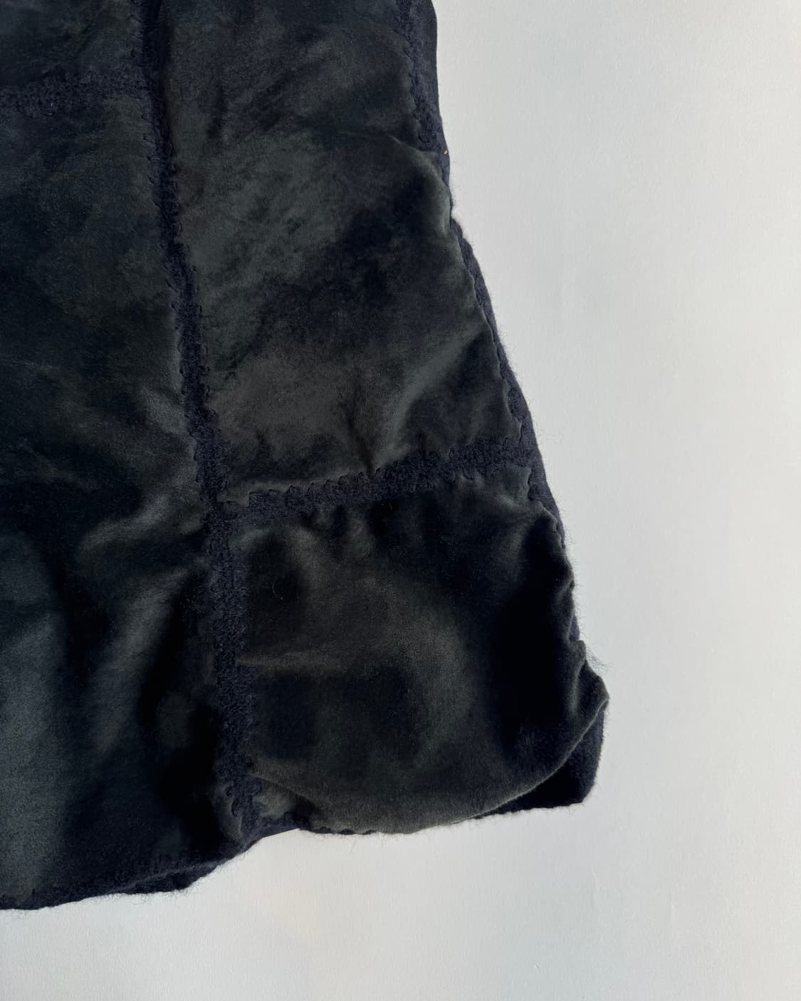 Black Patchwork Suede Skirt 상품이미지4