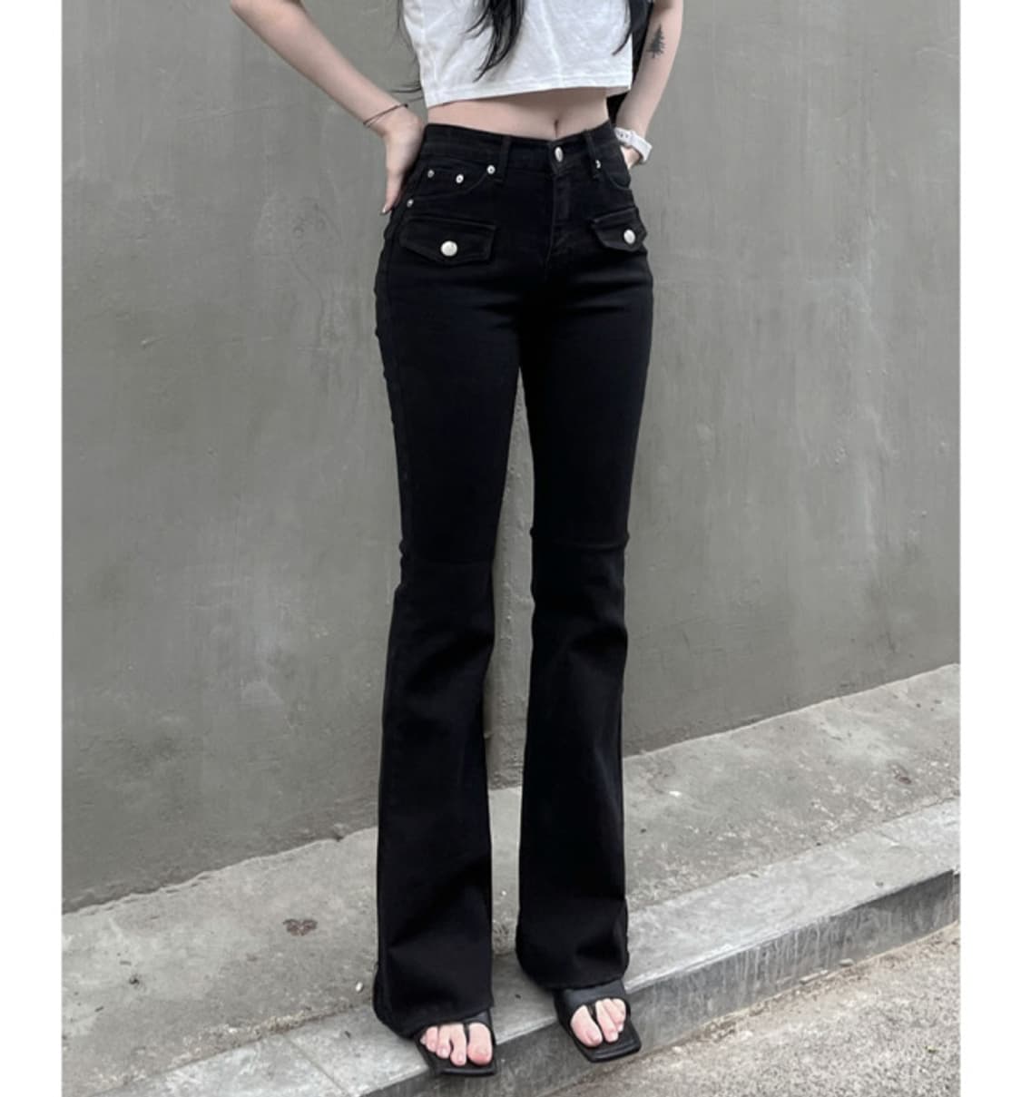 어반유니크 포켓 부츠컷 데님 블랙 S 상품이미지2