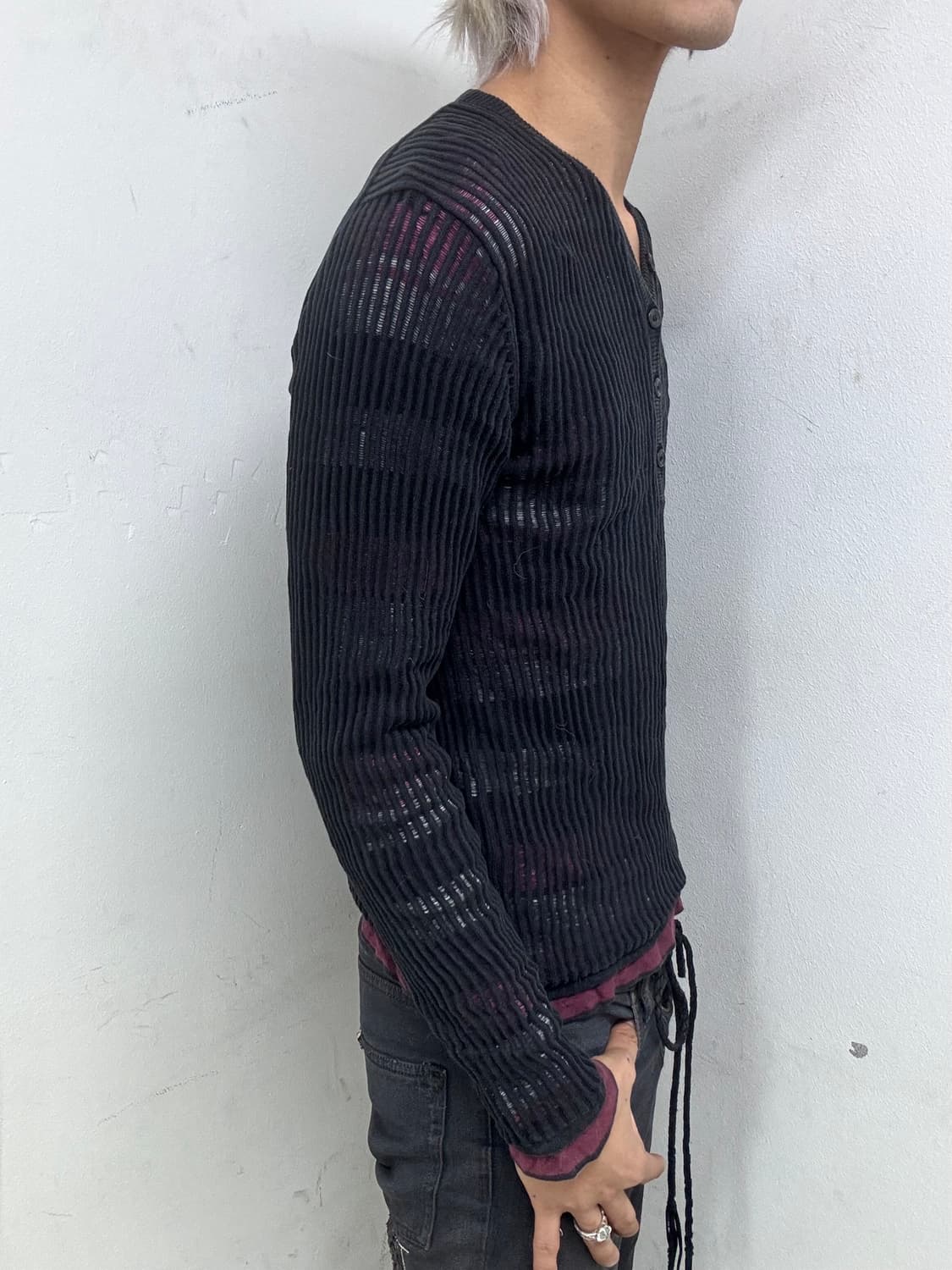 [Nicole]Black&Pink Stripe Layered Sleeve 상품이미지8