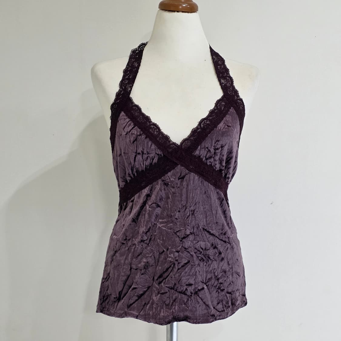 퍼플 오네갸루 벨벳 홀터넥 슬리브리스 상품이미지5