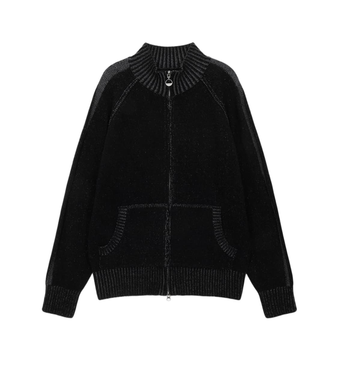 마뗑킴 투톤 믹스드 니트집업 상품이미지1