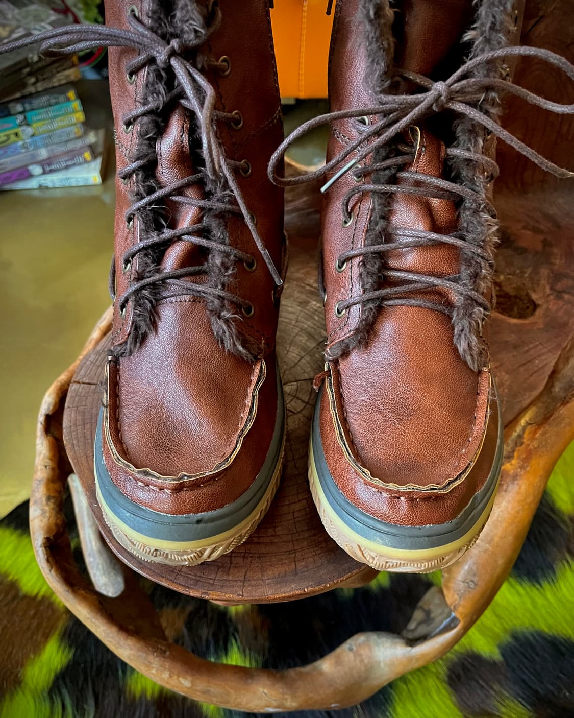 the oasis Japan Brown Leather Fur Worker 상품이미지3