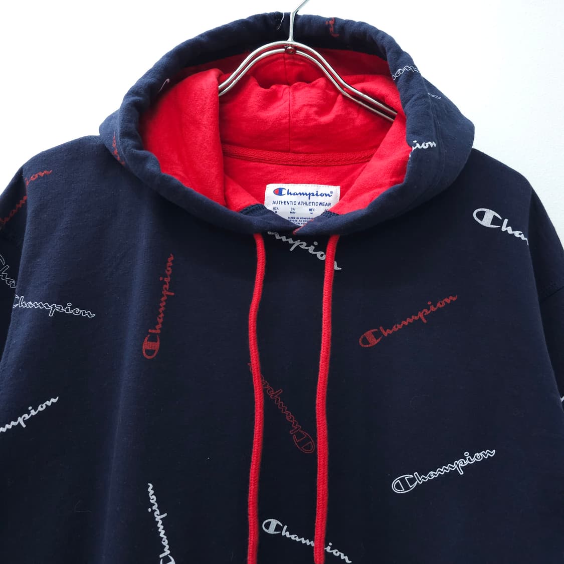 챔피온 로고 네이비 후드티셔츠 기모 상품이미지2