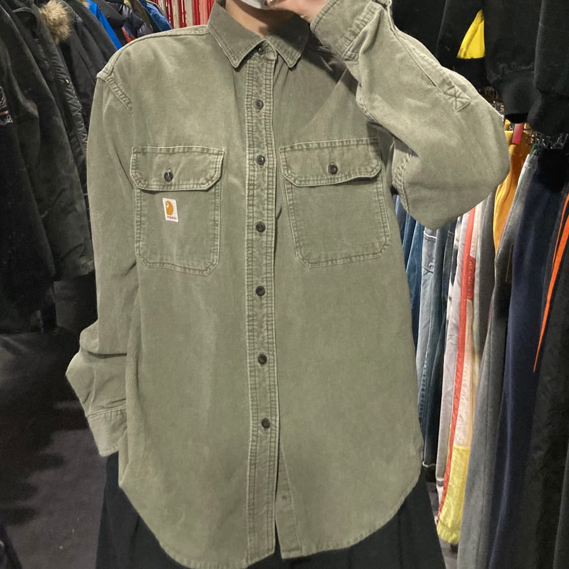 [IM]칼하트 코듀로이 워크셔츠 올리브그린 상품이미지2