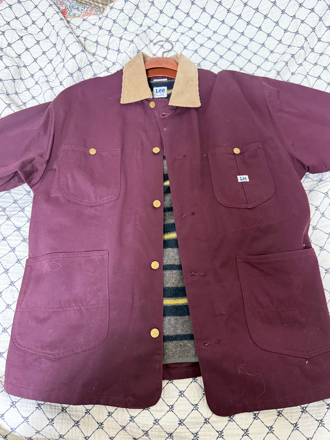 Lee 리 워크 자켓 버건디 코듀로이 카라 팝니다! 상품이미지1