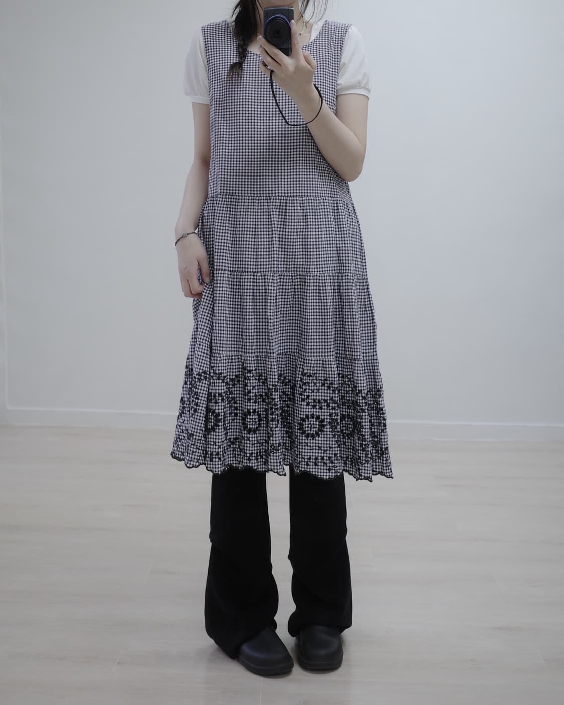  MEICONNE checked one-piece 상품이미지3