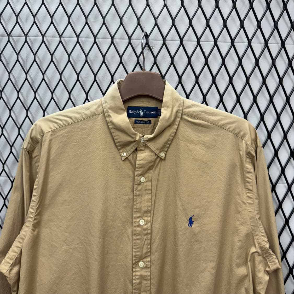 폴로 랄프로렌 솔리드 긴팔 셔츠 네이비 포니 포인트 베이지 상품이미지3