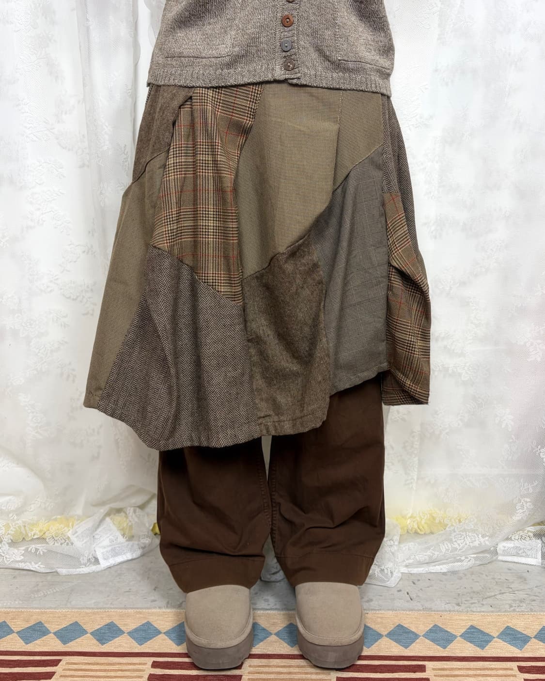 Asymmetrical patchwork tweed wool skirt 상품이미지7