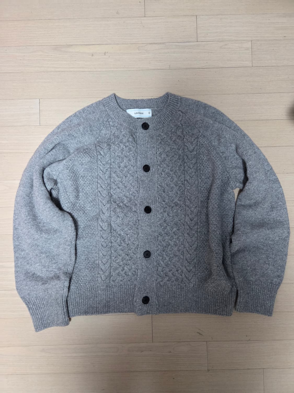 웨이비니스 더블 텍스쳐스 가디건 차콜 M 상품이미지2