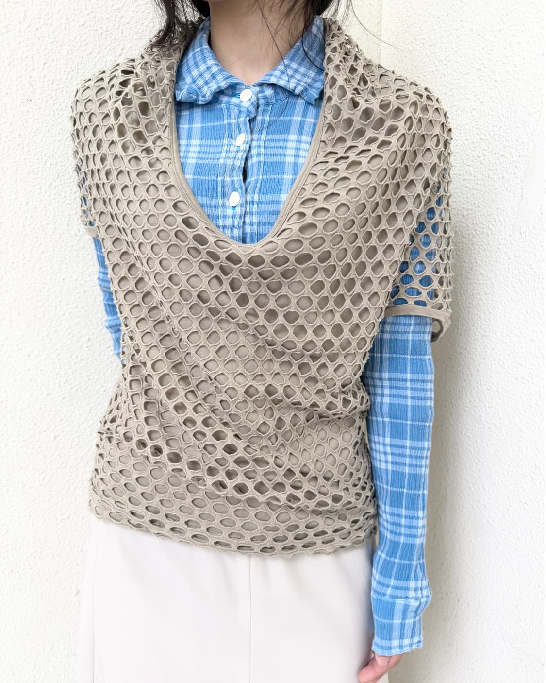 00s TsumoriChisato Open Mesh Layered Tee 상품이미지1