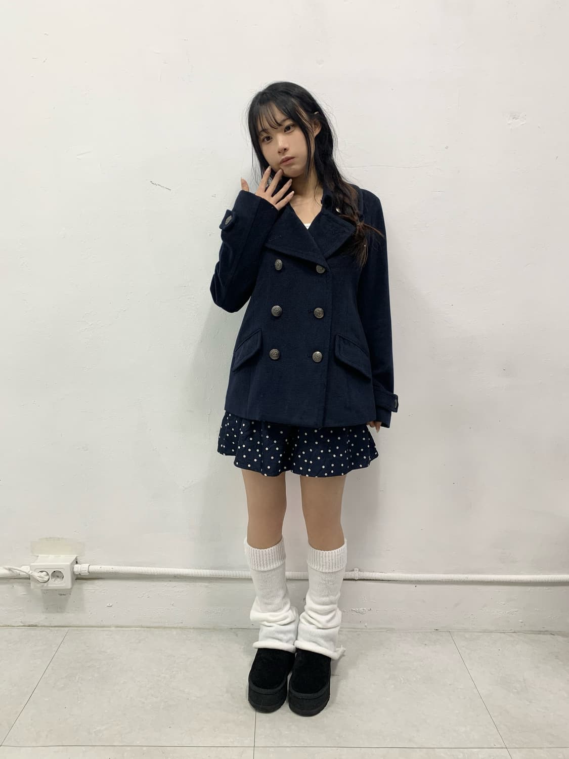 [SORRIDERE] 소리데레 도쿄 걸 네이비 숏코트 상품이미지1
