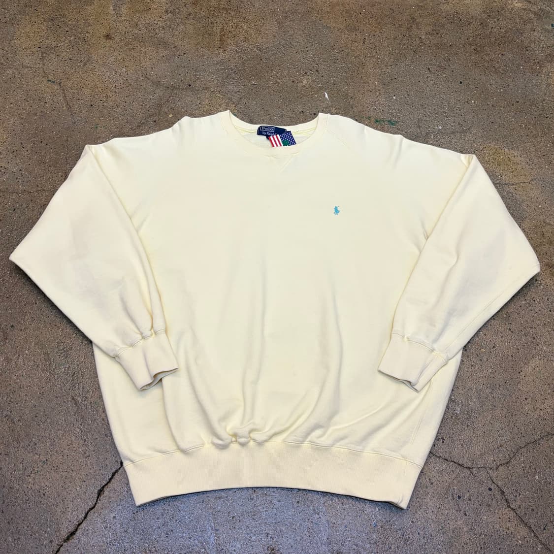 90s 미국 빈티지 폴로랄프로렌 헤비코튼 연노랑 맨투맨 상품이미지1