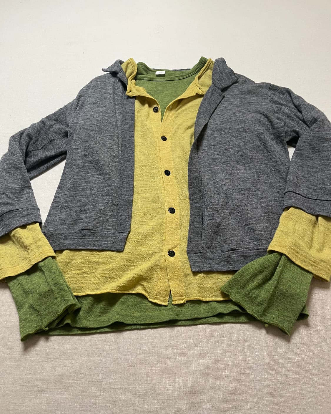 요지야마모토 3 레이어 탑 Yohji yamamoto 컷앤소+가디건 상품이미지7