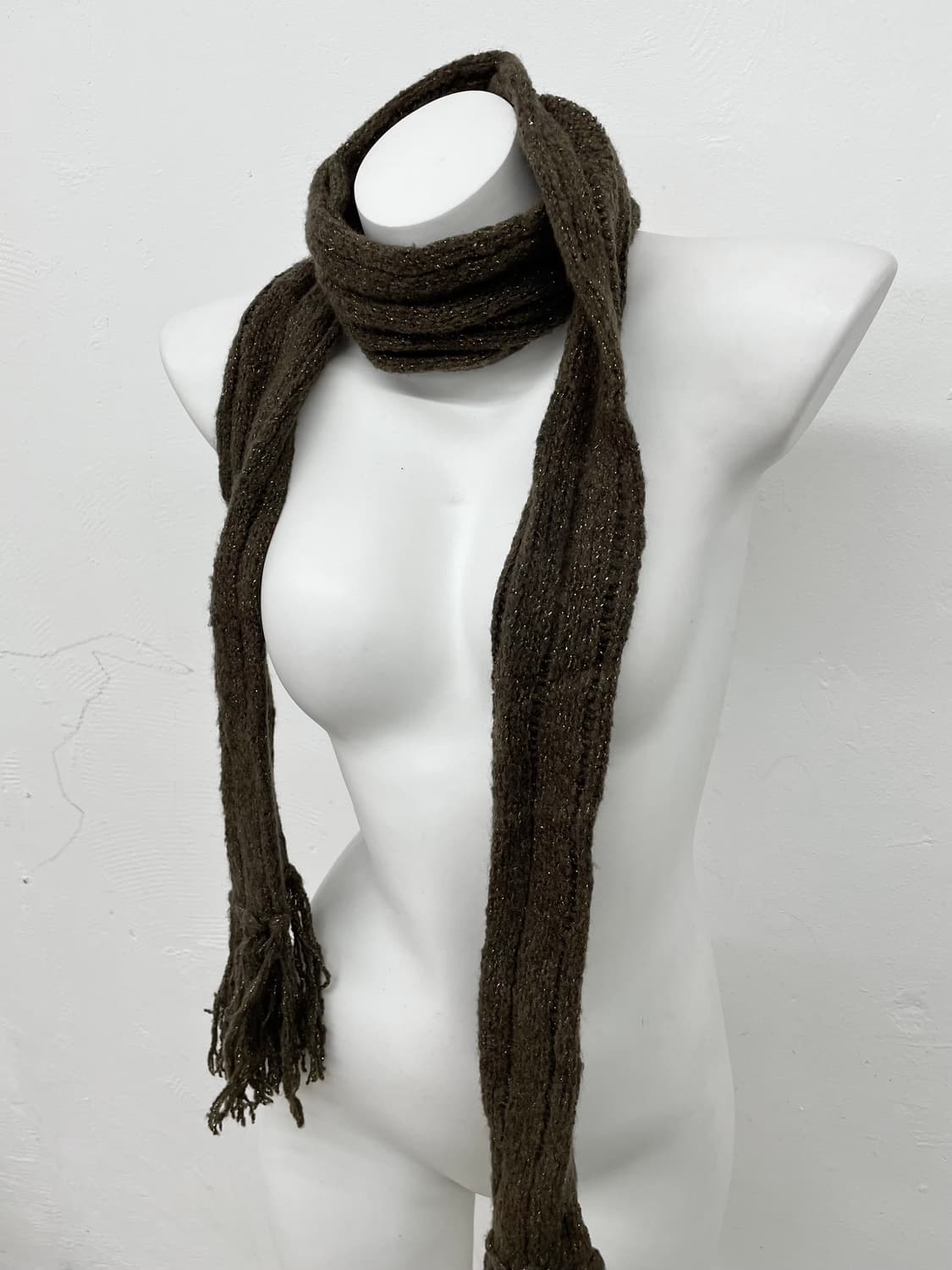 브라운 글리터 골지 머플러  상품이미지1
