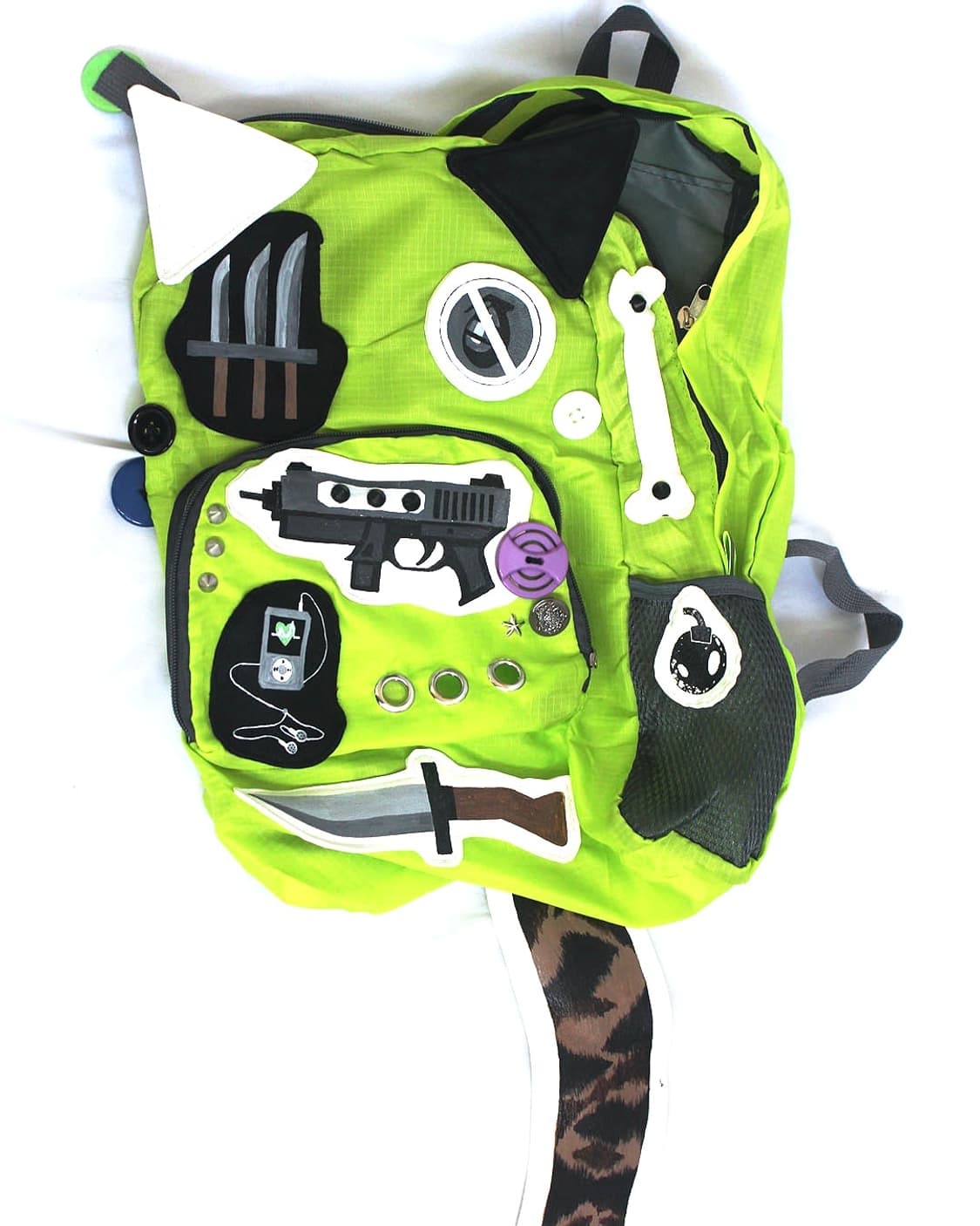Neon GREEN Cat-Ear 2D drawn backpack 상품이미지6