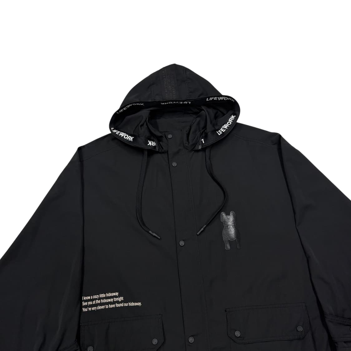 라이프워크 여성 라독 포인트 오버핏 롱 바람막이 점퍼 블랙 상품이미지2