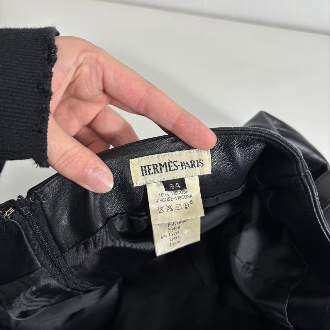 34 에르메스 블랙 벨트 앞트임 A라인 레더 스커트 상품이미지6