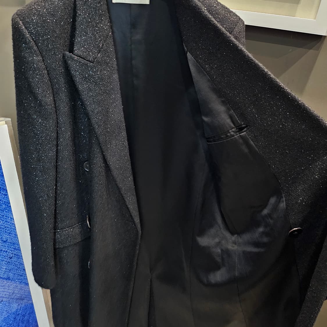 생로랑 로랑 파리 글리터링 올 실버 펄 컬렉션 더블 코트 상품이미지5