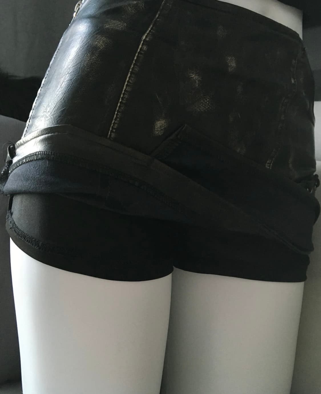 vintage 레더 가죽 아이홀 왁스 포인트 로우라이즈 sk 상품이미지5