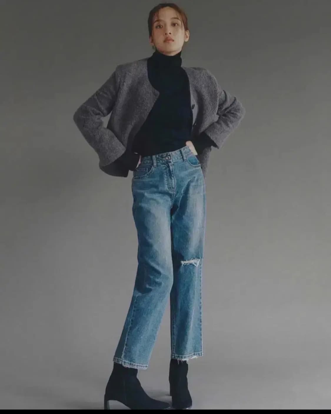 (새상품급)온앤온 문가영 부클레 트위드자켓 상품이미지7