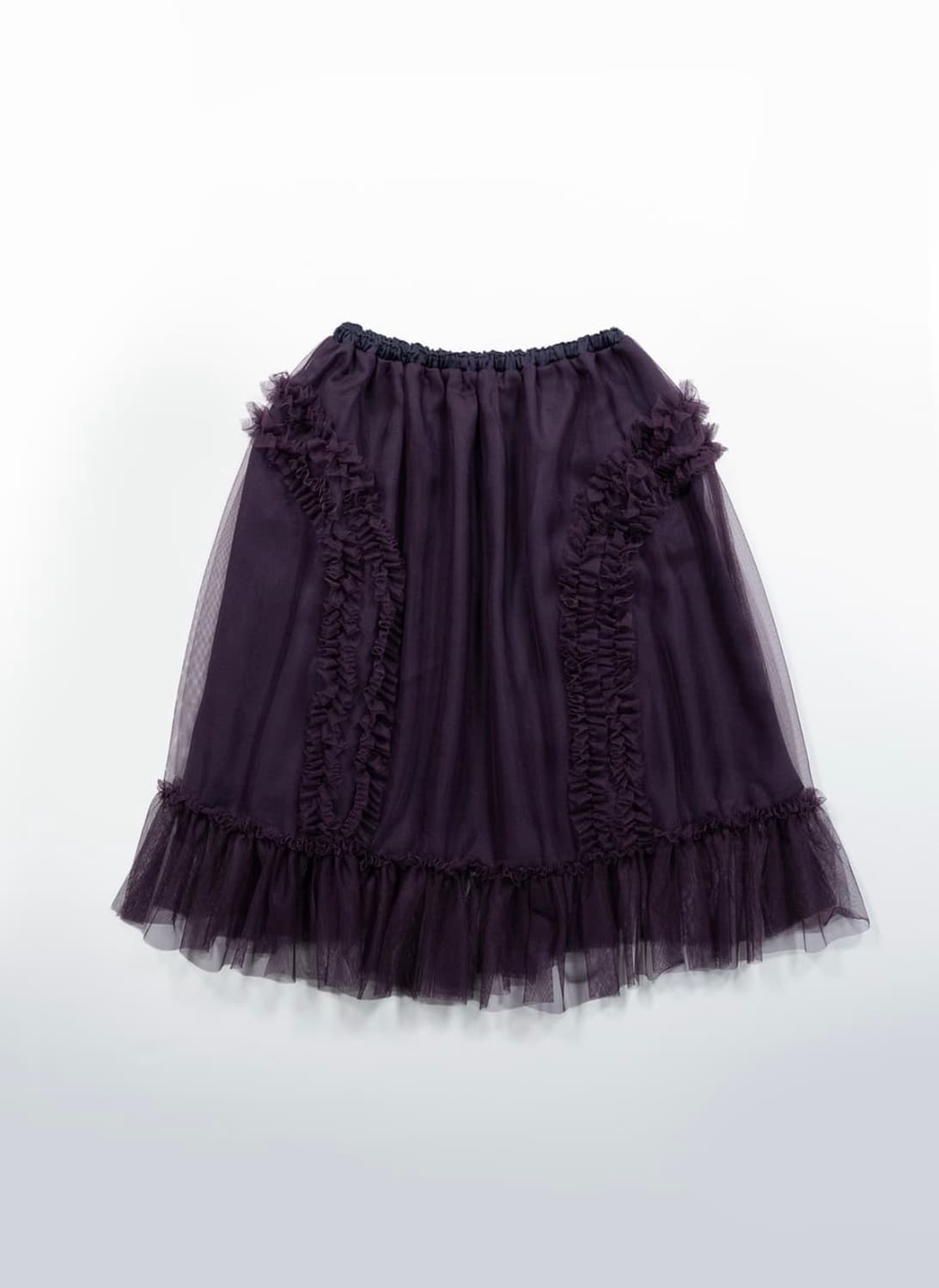 생긴스튜디오 밴딩 러플 샤 스커트 다크 퍼플 상품이미지1