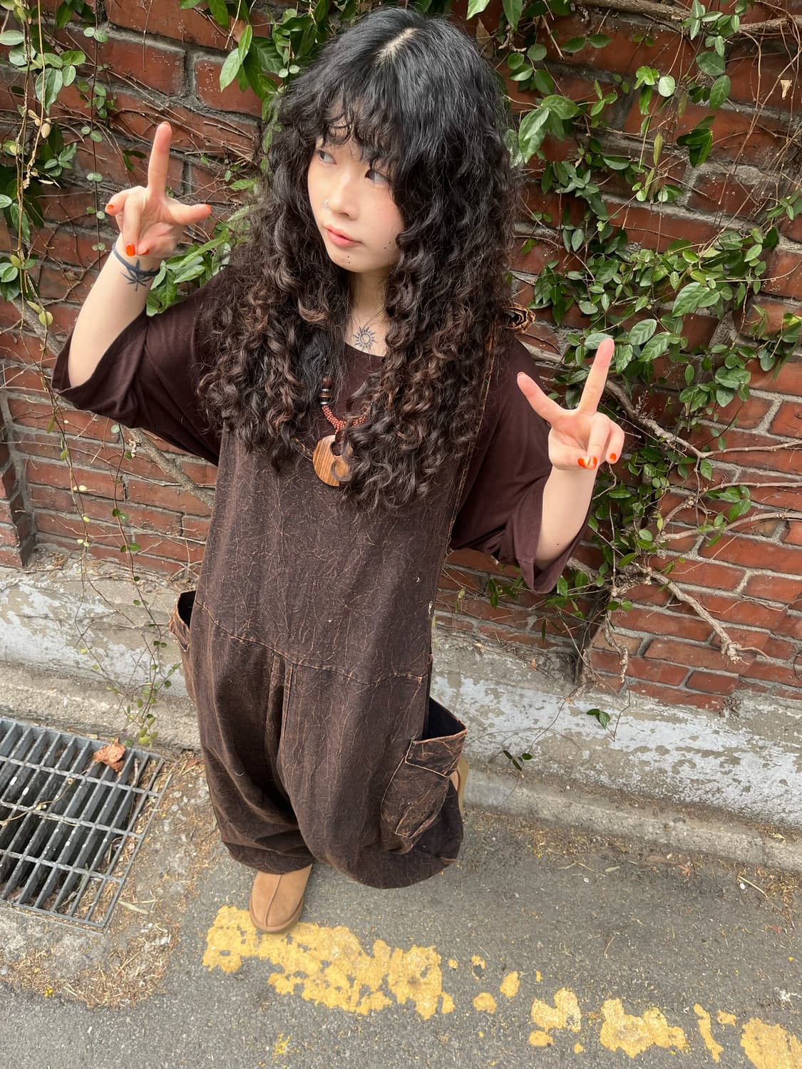 히피 브라운 워싱 점프수트 상품이미지3