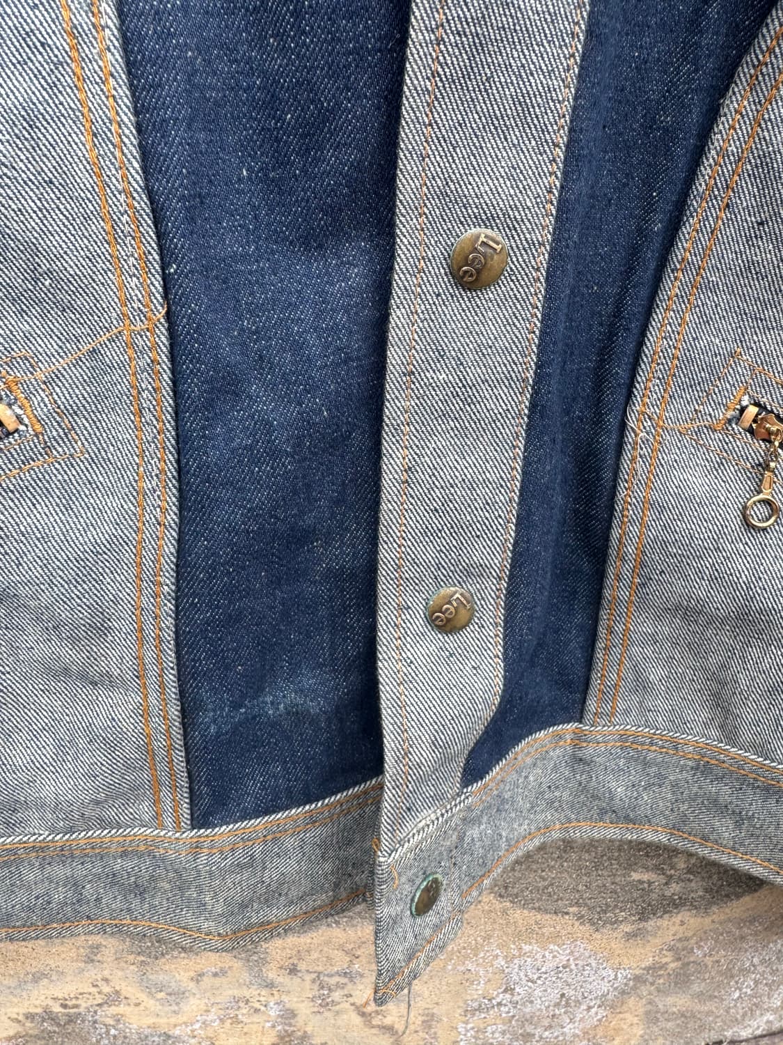 Rare!! 70s lee 빈티지 리버시블 팔콘지퍼 웨스턴 데님 자켓l 상품이미지5