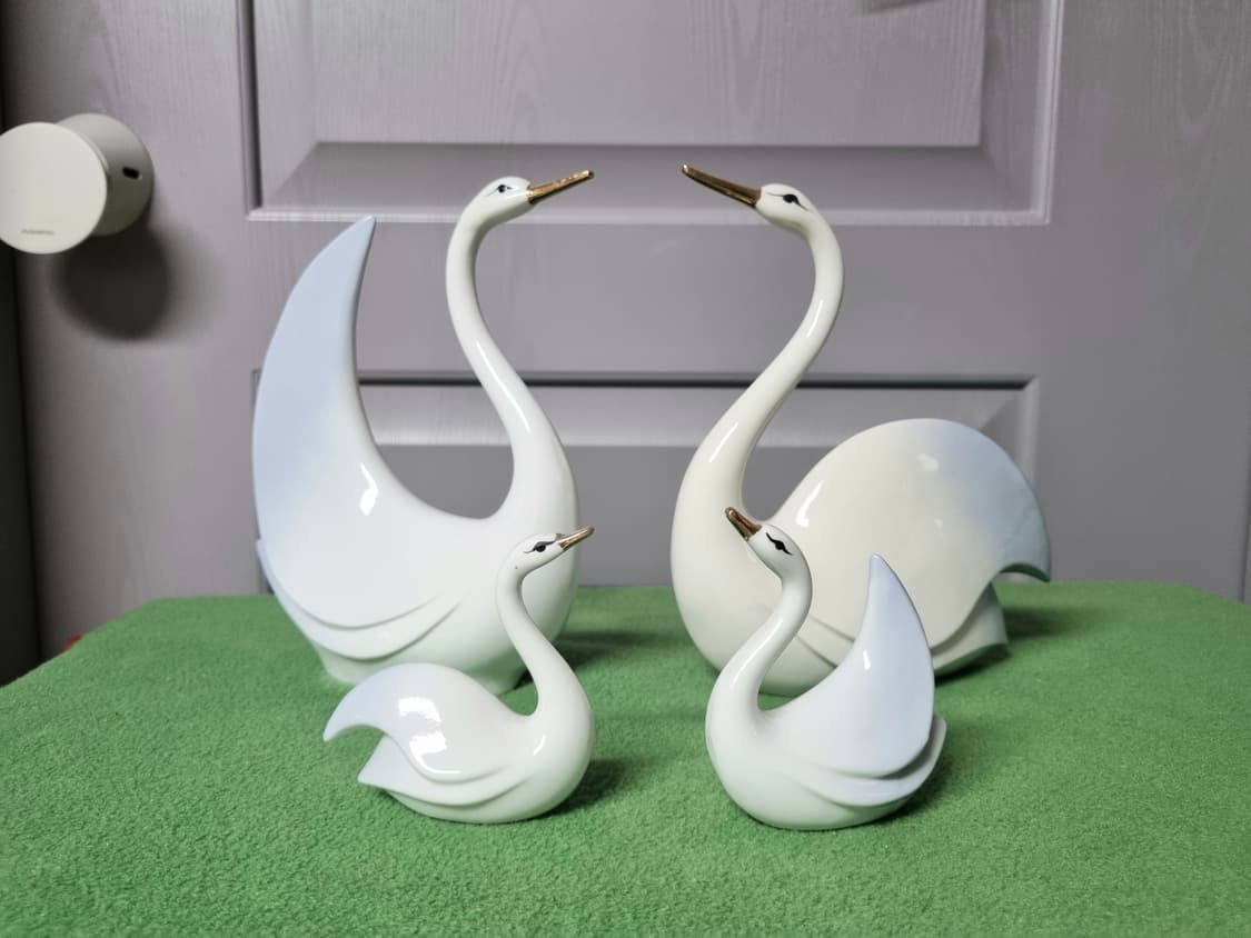 빈티지 도자기 백조 가족 상품이미지1