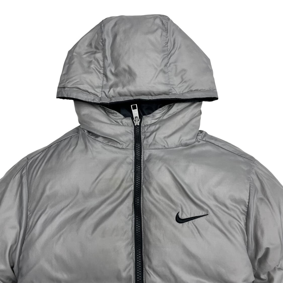 나이키 스우시 그레이 배색 리버시블 블랙 후드 패딩 L 상품이미지6
