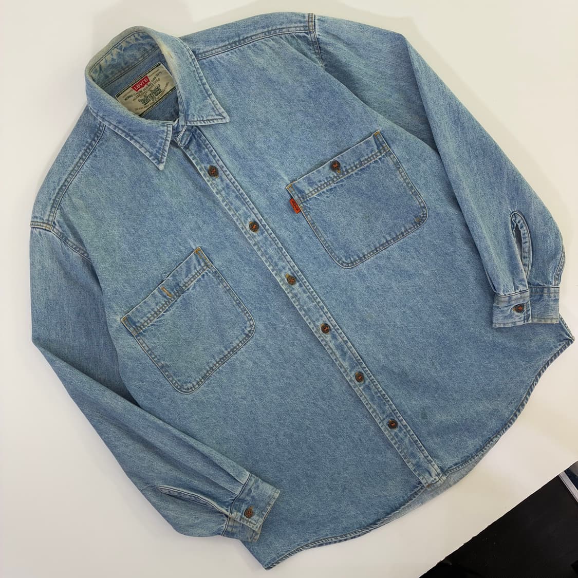 Levi's  리바이스 90,s 오렌지탭 워시드 데님셔츠  상품이미지2