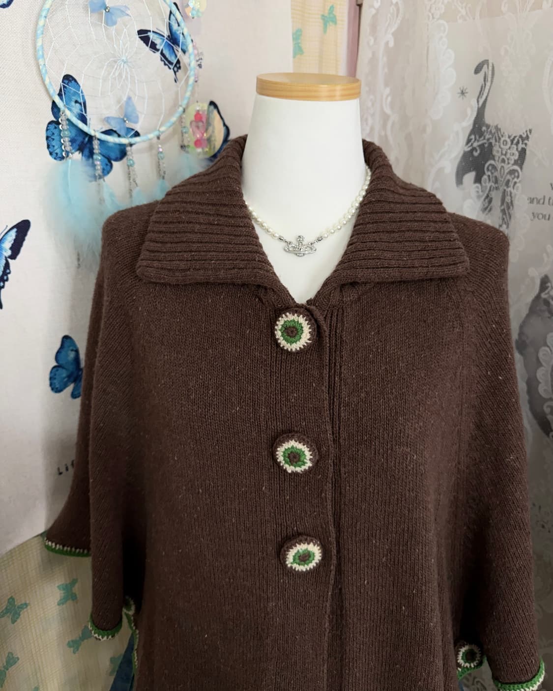 브라운 & 그린 초코나무숲 케이프 니트 가디건 상품이미지8