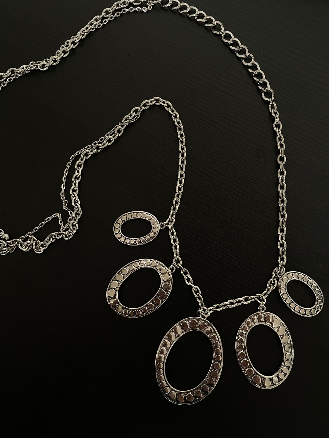 빈티지 오리엔탈 히피 롱 실버 허리체인 벨트 상품이미지1