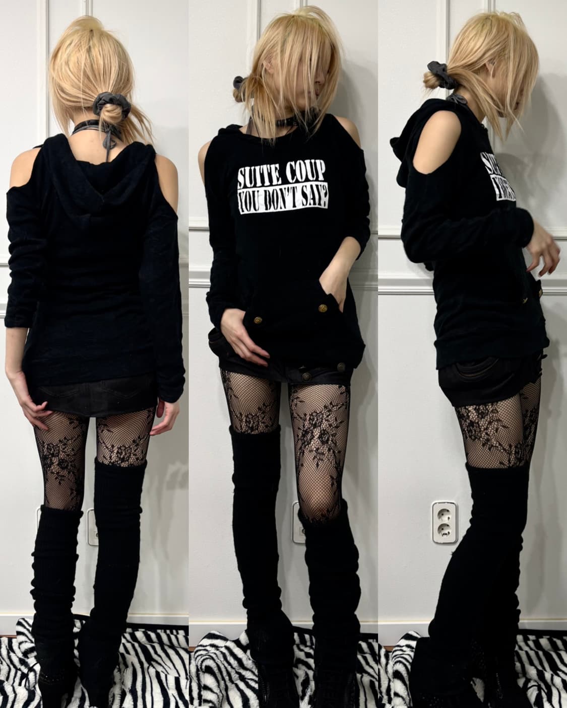 [PUMPKIN]2000s None-Shoulder Hoodie Slee 상품이미지1