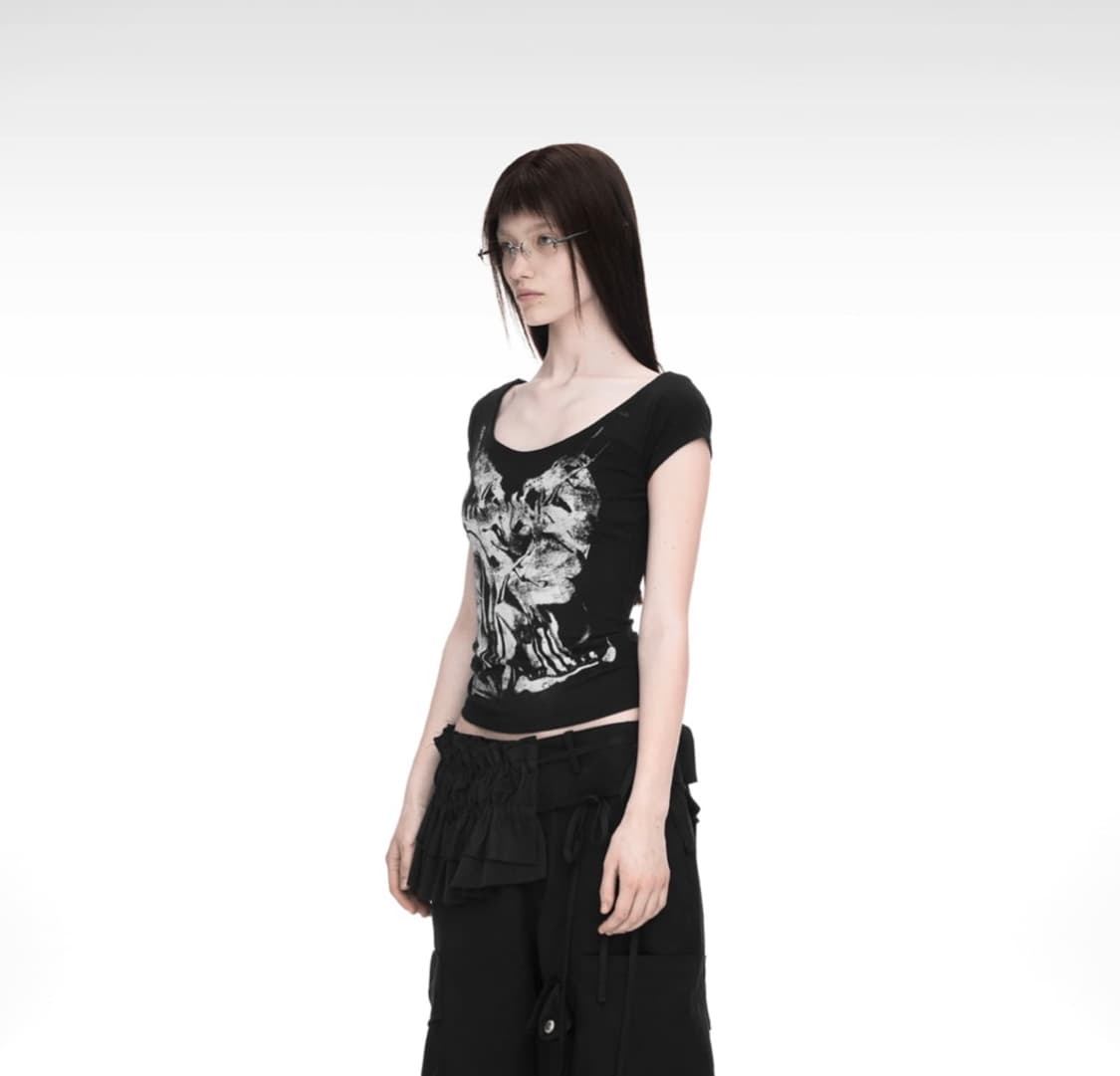 나체 SLIP X-RAY PRINTED T-SHIRT 블랙 상품이미지2