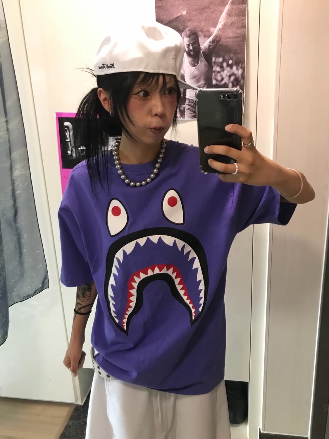Bape Shark Big Printing Purple T-shirt 상품이미지6