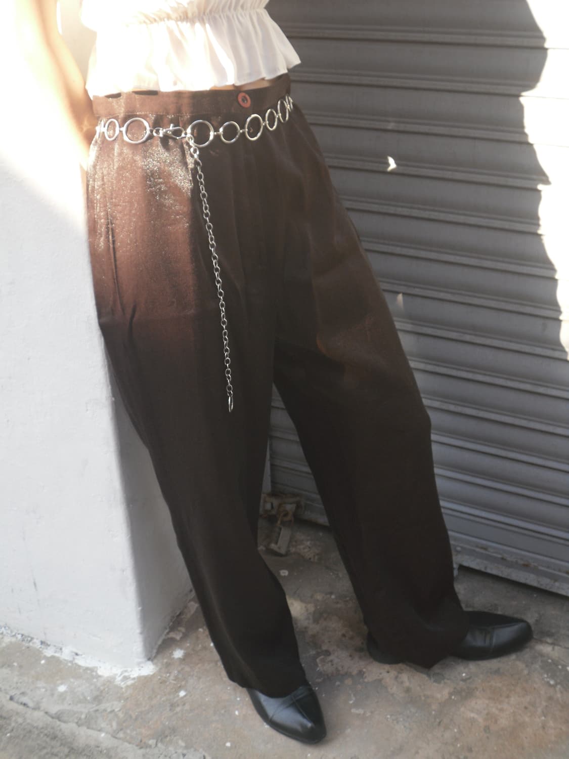 Dark brown pearl pants 상품이미지2