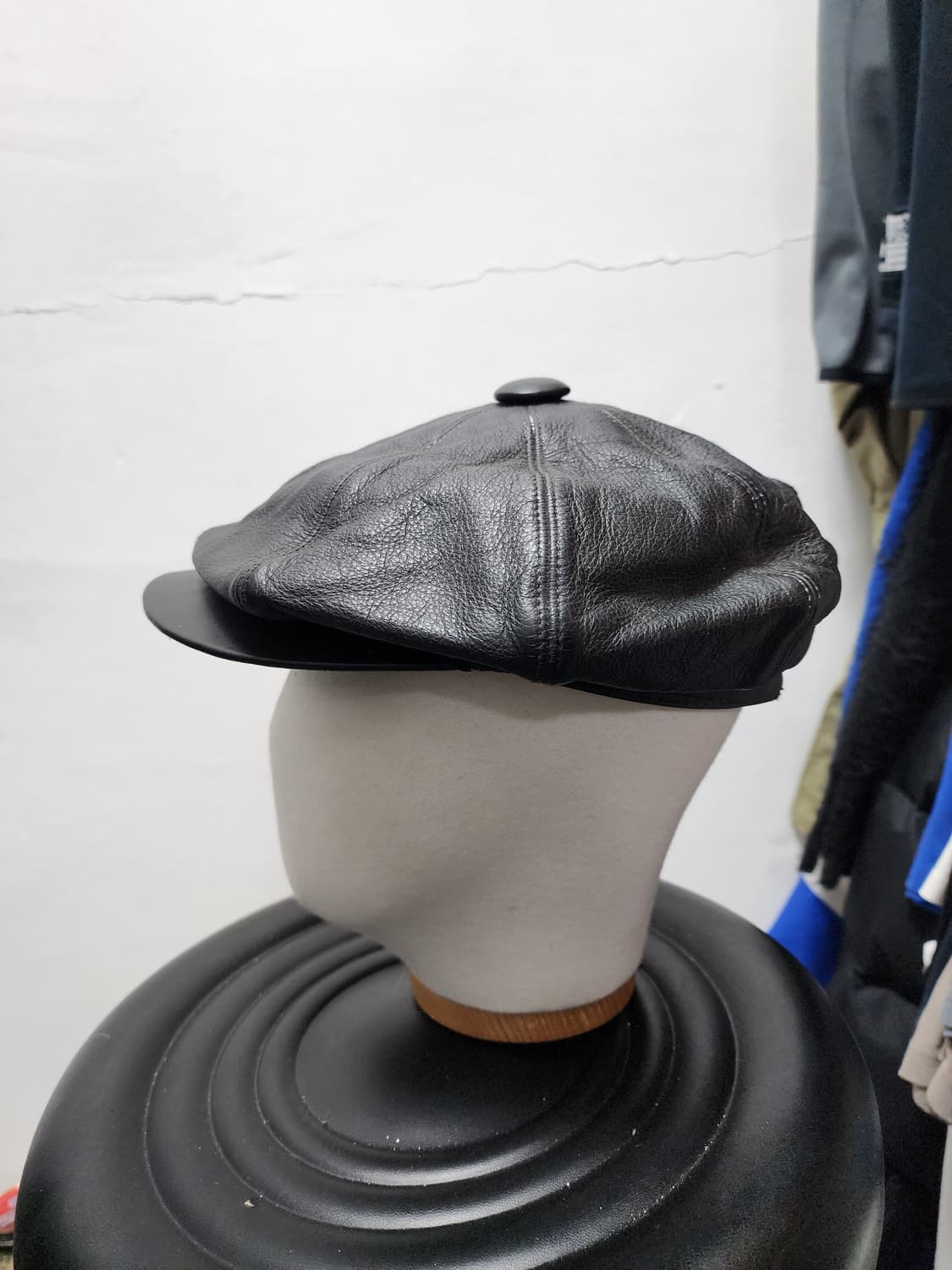 블랙 빈티지 가죽 리얼레더 뉴스보이캡  상품이미지2