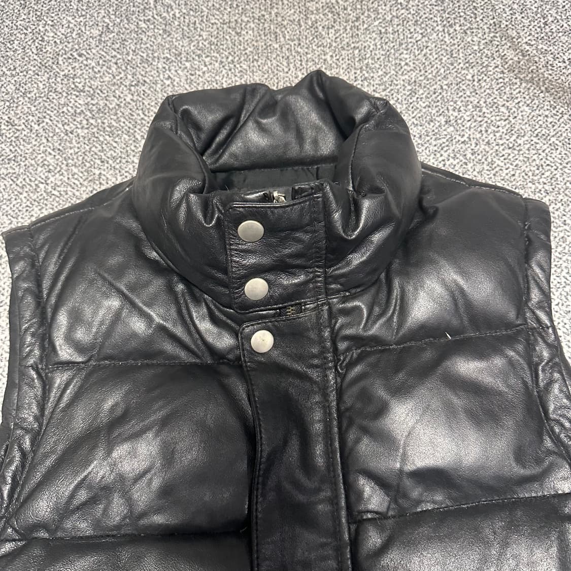 빈티지 레더 패딩 조끼 상품이미지2