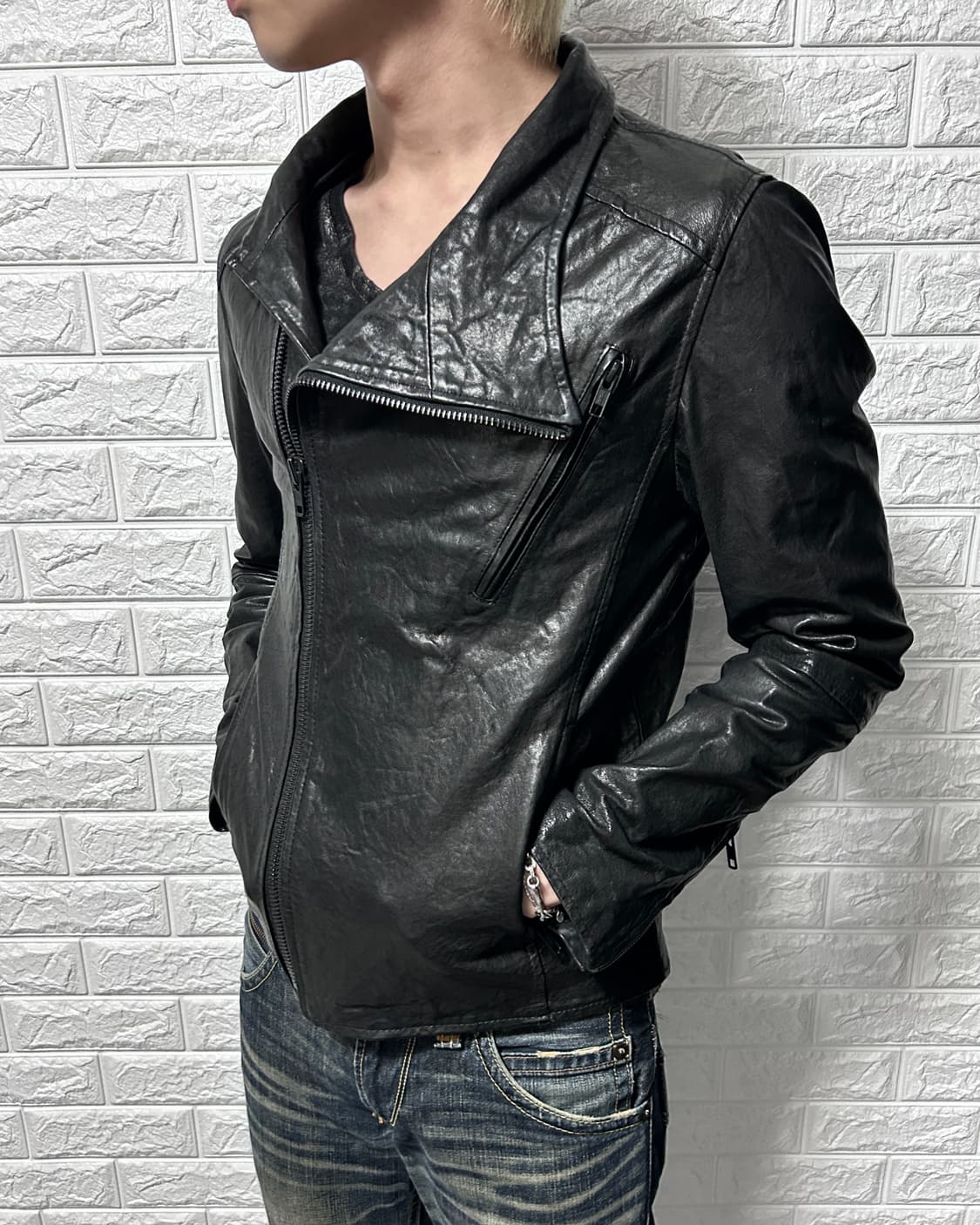 206 Homme Asymmetric High-neck Sheepskin 상품이미지2