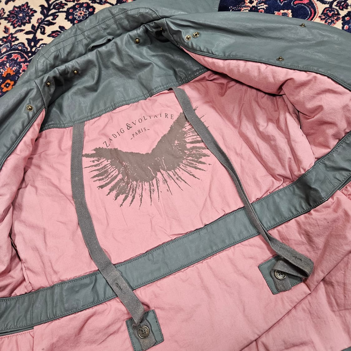 쟈딕앤볼테르 그레이 왁싱 바이커 자켓 S size 상품이미지7