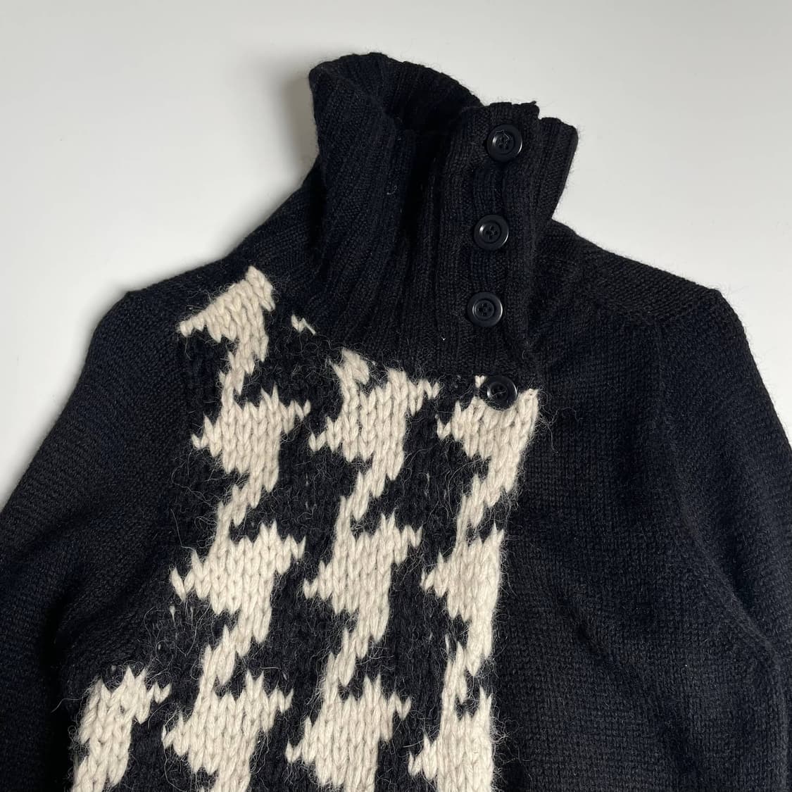 A/T 알파카 블렌드 하운드투스 체크 언밸런스 하이넥 자켓 상품이미지3