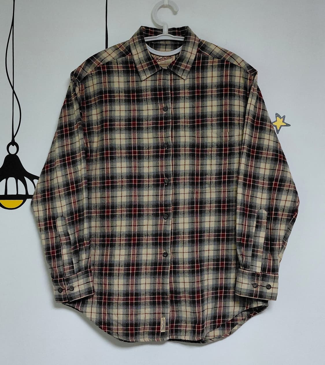 [S~M] Woolrich 우먼스 라이트 오트밀 타탄 체크 플라넬 셔츠 상품이미지2