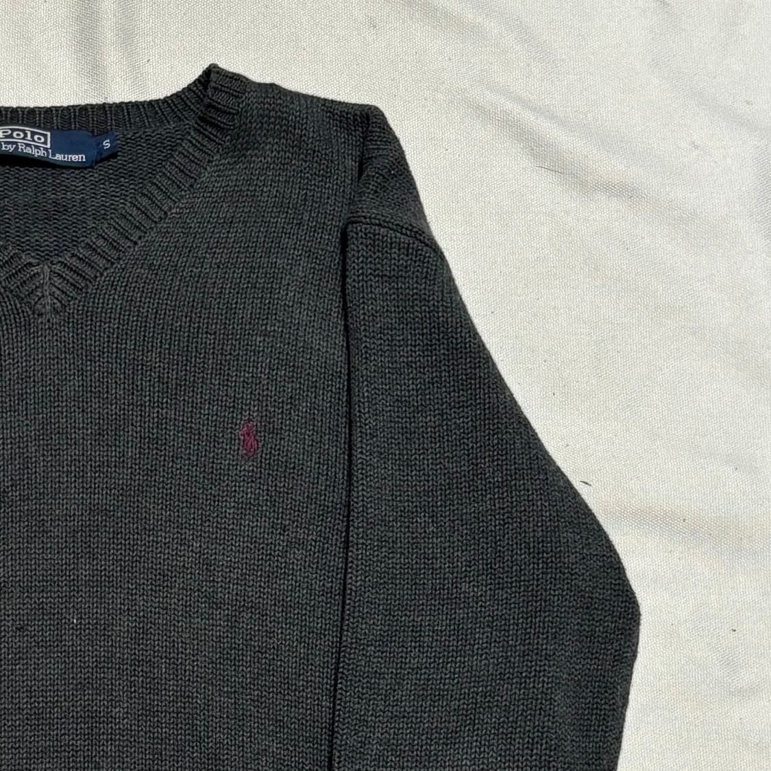 S 폴로랄프로렌 버건디 포니 챠콜 코튼 브이넥 니트 상품이미지1