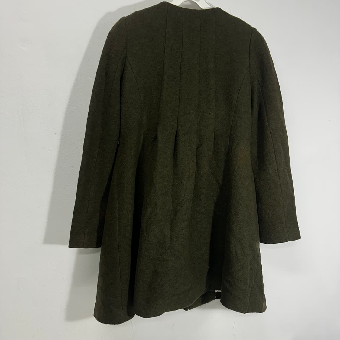 우먼S 질스튜어트 카키 논카라 원피스 코트 상품이미지6