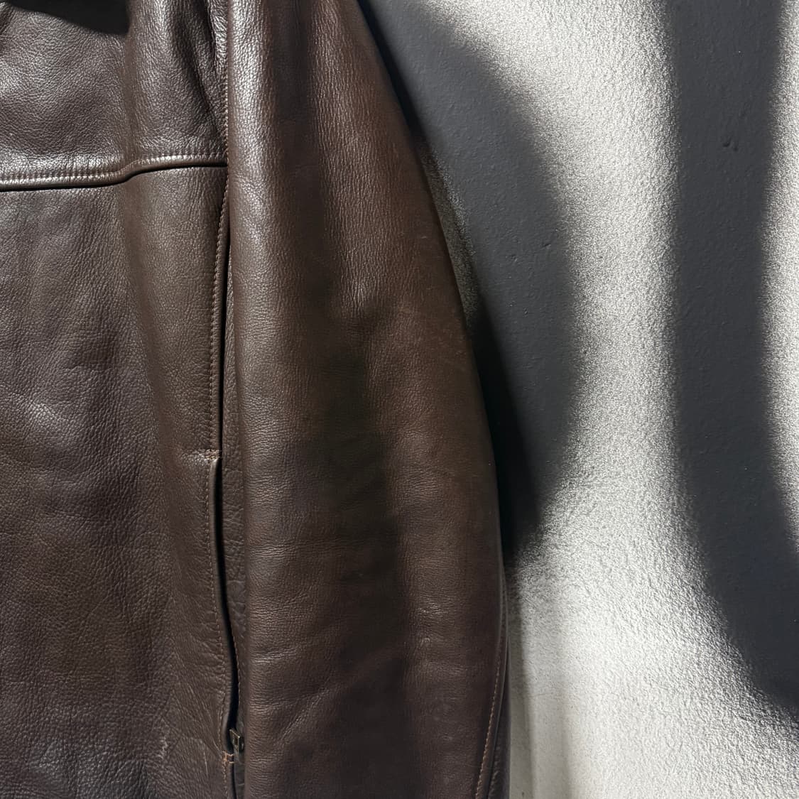 VTG 빈티지 100% 쉽스킨 다크 브라운 싱글 집업 가죽 자켓 상품이미지6
