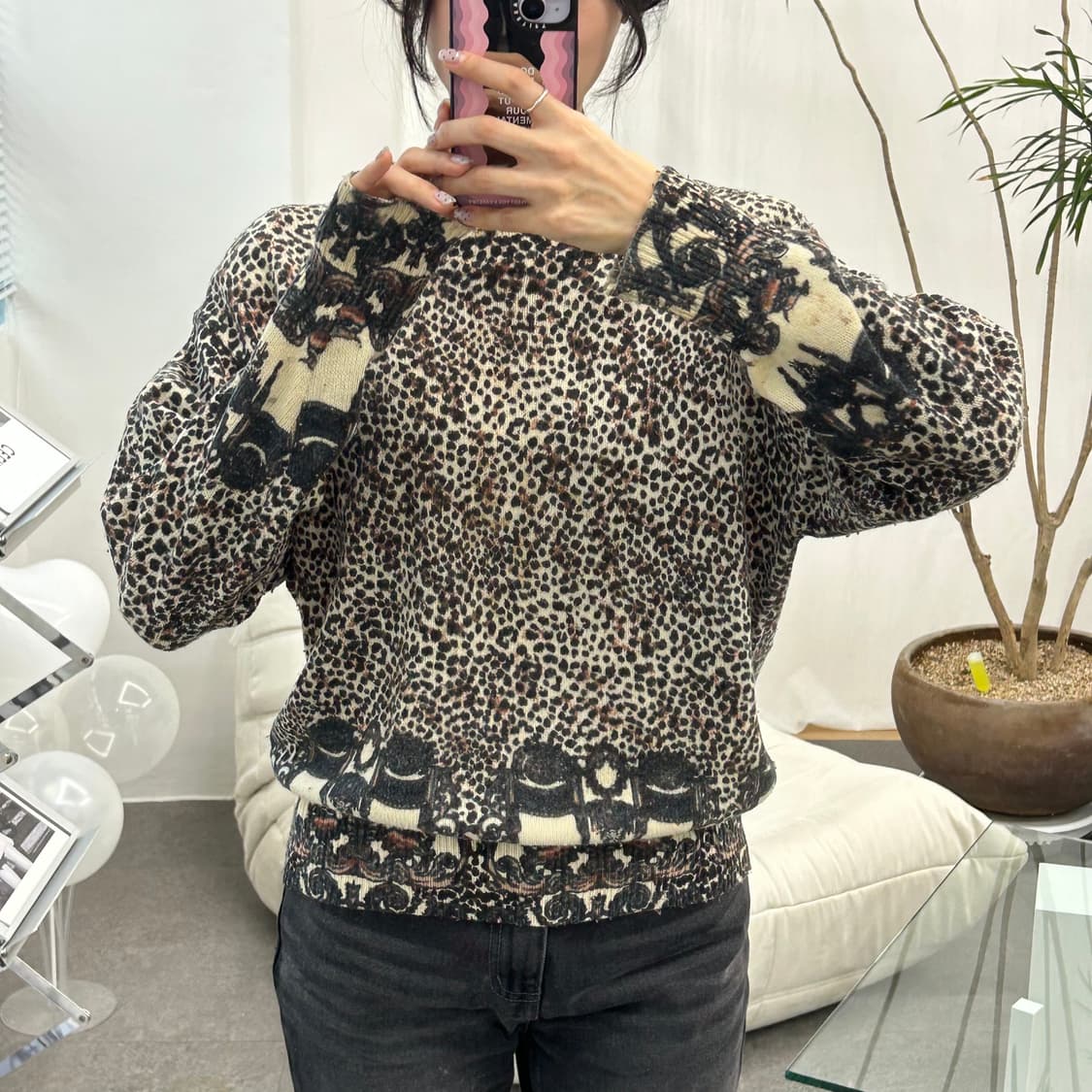 MIOAMENT 호피 니트티셔츠 상품이미지2