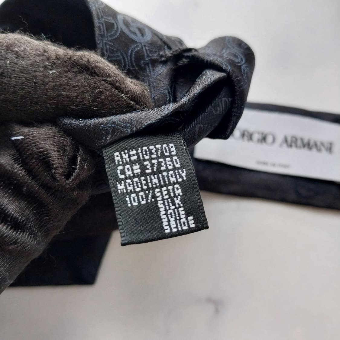 조르지오 아르마니 실크 로고 패턴 넥타이 7.5cm A+등급 K2331 상품이미지10
