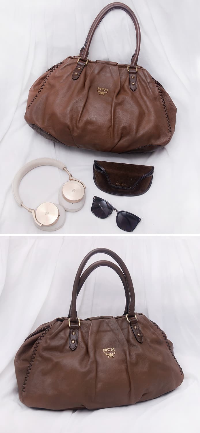 MCM 브라운 카프스킨 셔링 레더 토트백.보스턴백 상품이미지2