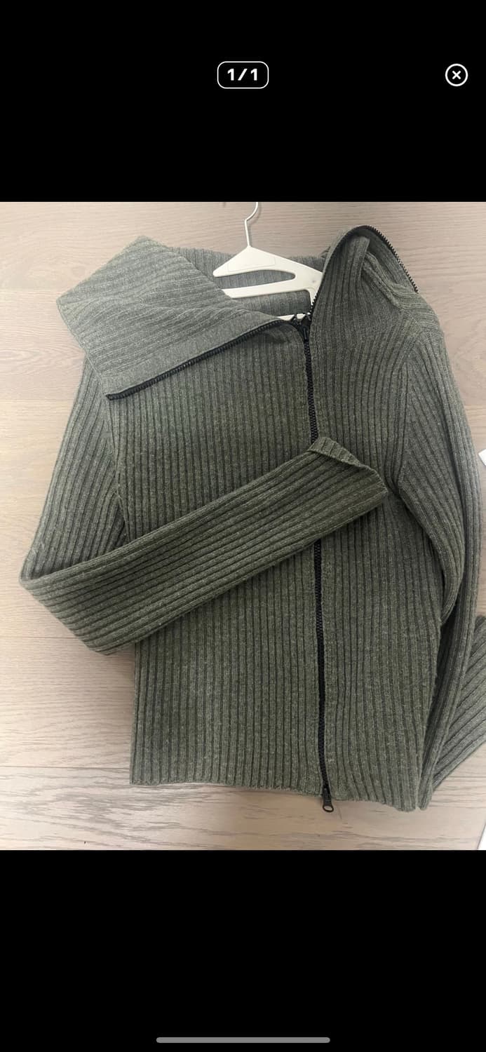 오픈와이와이 터틀넥 니트집업 카키 사이즈1 상품이미지5