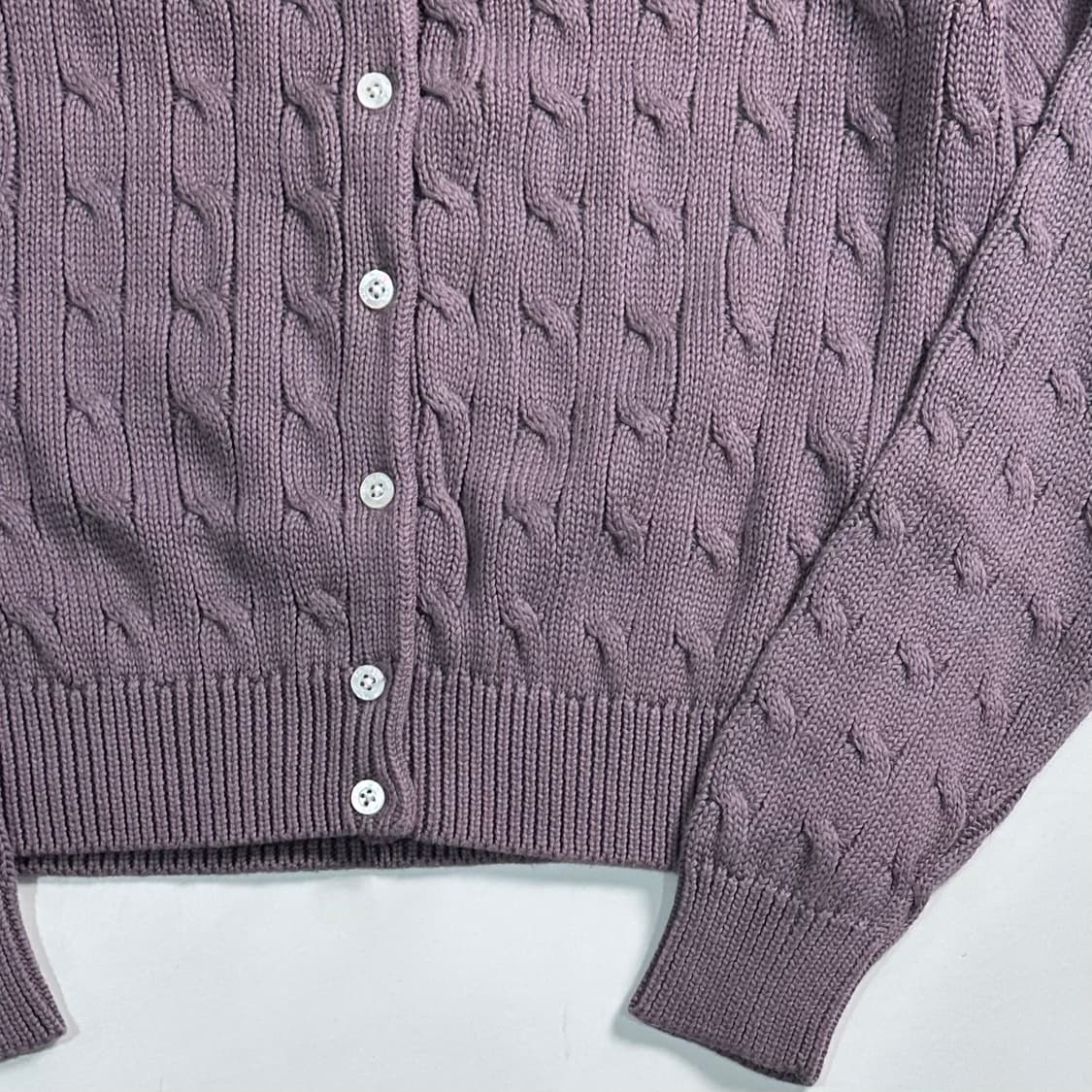 폴로 랄프로렌 퍼플 유넥 케이블 니트 가디건 상품이미지4